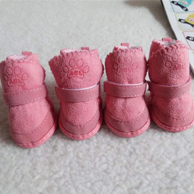Pet Dog Shoes 4pcs Thick Warm Rain Snow Carton Boots Prewalkers Walking Puppy Sneakers Dog Accessories