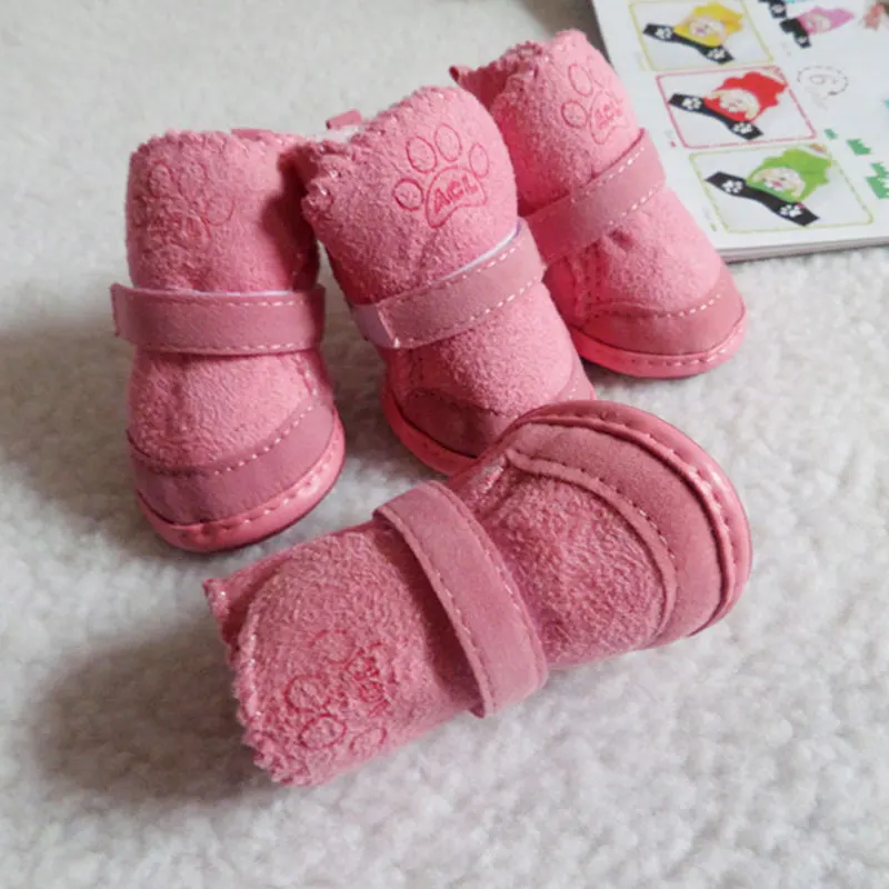 Pet Dog Shoes 4pcs Thick Warm Rain Snow Carton Boots Prewalkers Walking Puppy Sneakers Dog Accessories