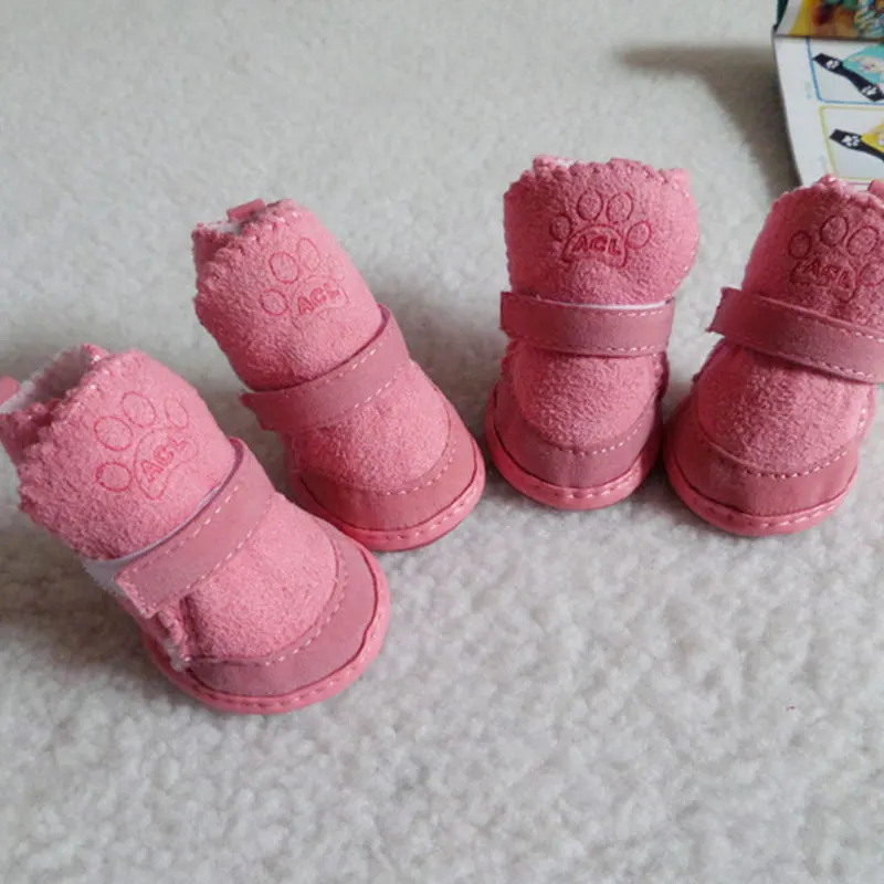 Pet Dog Shoes 4pcs Thick Warm Rain Snow Carton Boots Prewalkers Walking Puppy Sneakers Dog Accessories