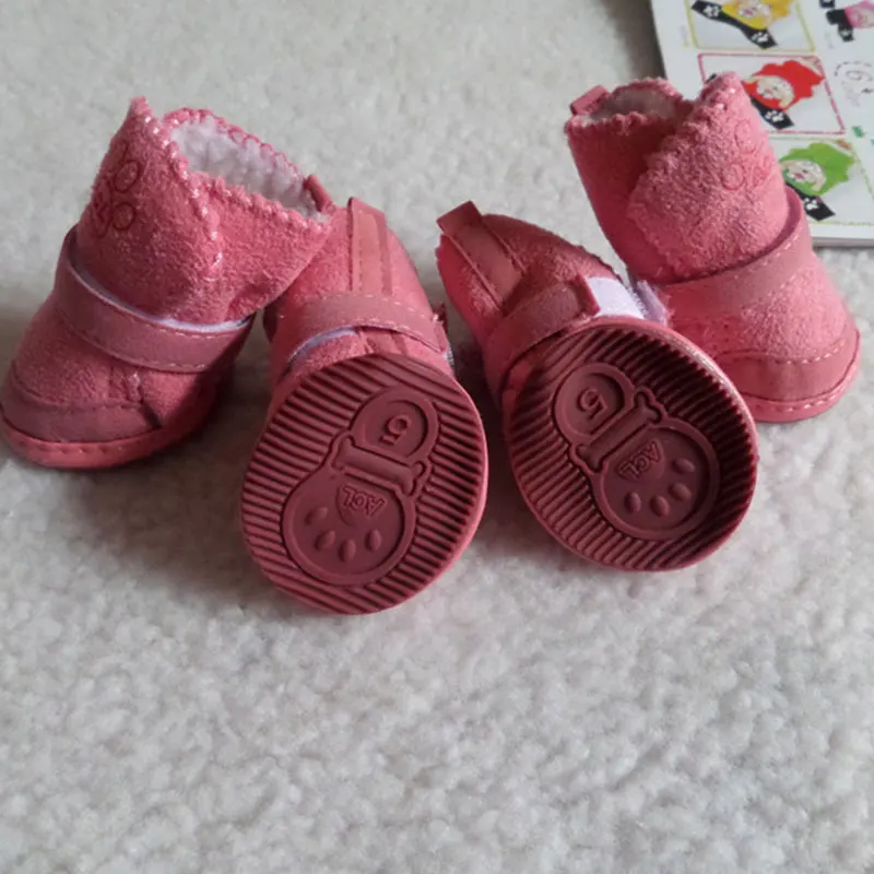 Pet Dog Shoes 4pcs Thick Warm Rain Snow Carton Boots Prewalkers Walking Puppy Sneakers Dog Accessories