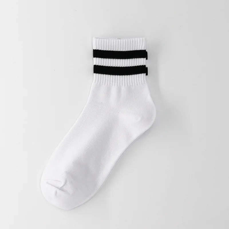 Vintage Two Stripes Sports Cotton Men Ankle Socks Streetwear Hiphop Skate Hiphop Athletic White Black School Designer Punk Boy