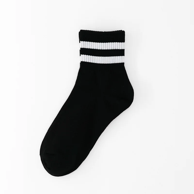 Vintage Two Stripes Sports Cotton Men Ankle Socks Streetwear Hiphop Skate Hiphop Athletic White Black School Designer Punk Boy