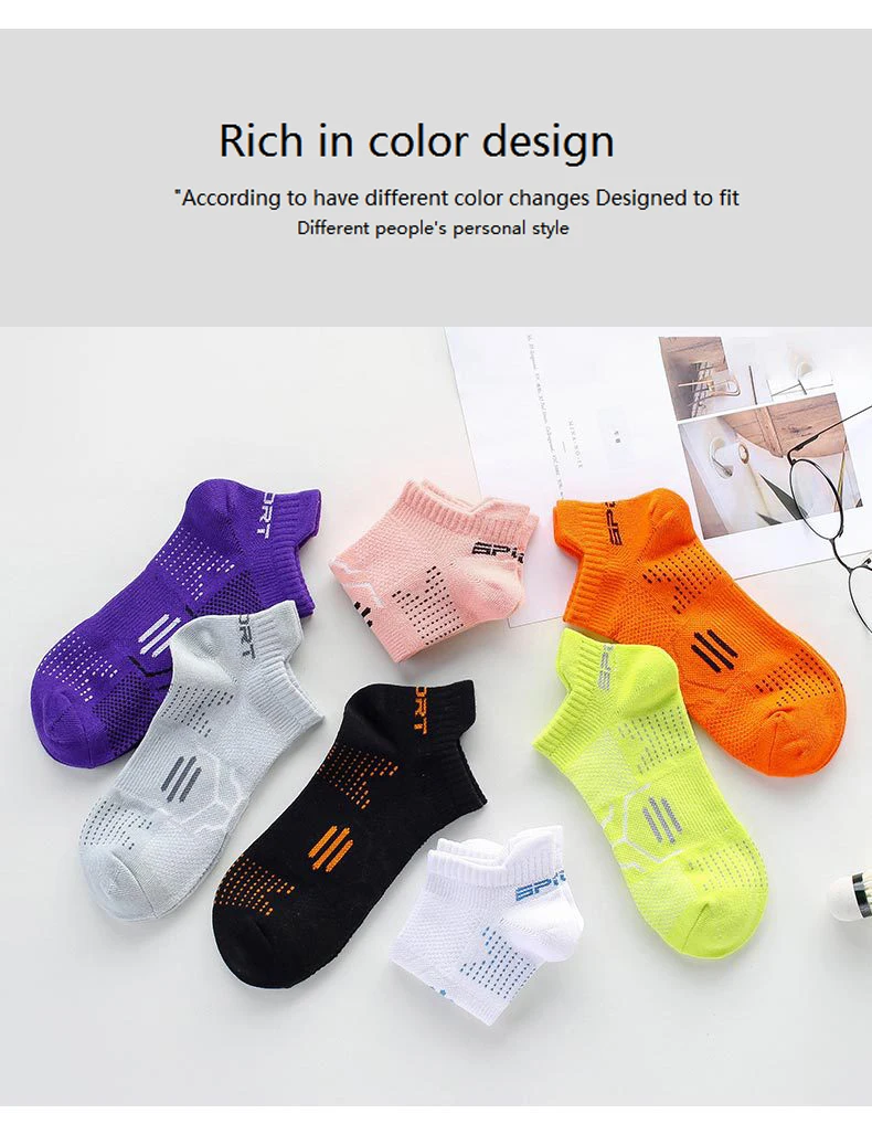 3Pairs/Lot Running Socks Men Woman Basketball Breathable Anti Slip Sport Fitness Cycling Walking Cotton Athletic No Sweat Sock