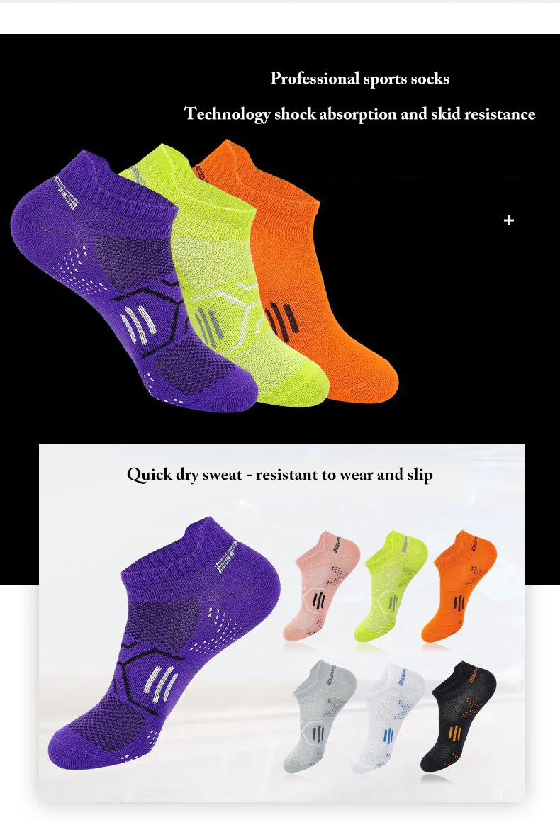 3Pairs/Lot Running Socks Men Woman Basketball Breathable Anti Slip Sport Fitness Cycling Walking Cotton Athletic No Sweat Sock