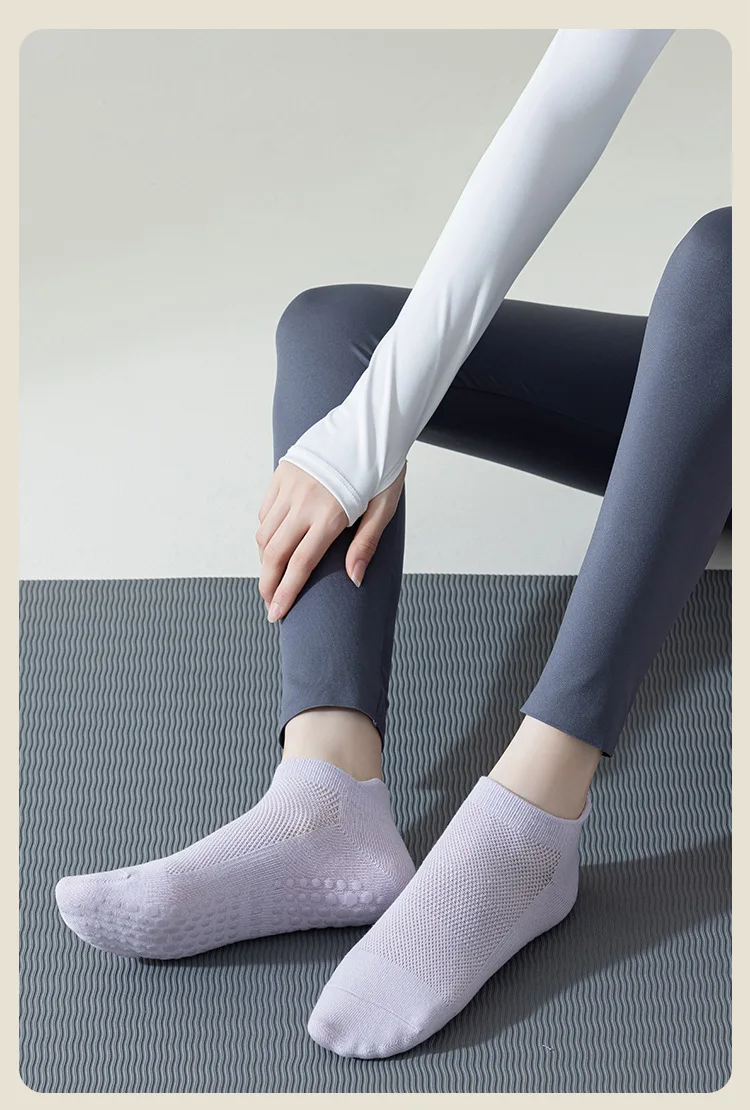 3 Pairs Yoga Socks for Women Breathable Mesh Socks Non Slip Pilates Socks Grip Cotton Low Cut Gym Fitness Sport Short Yoga Socks