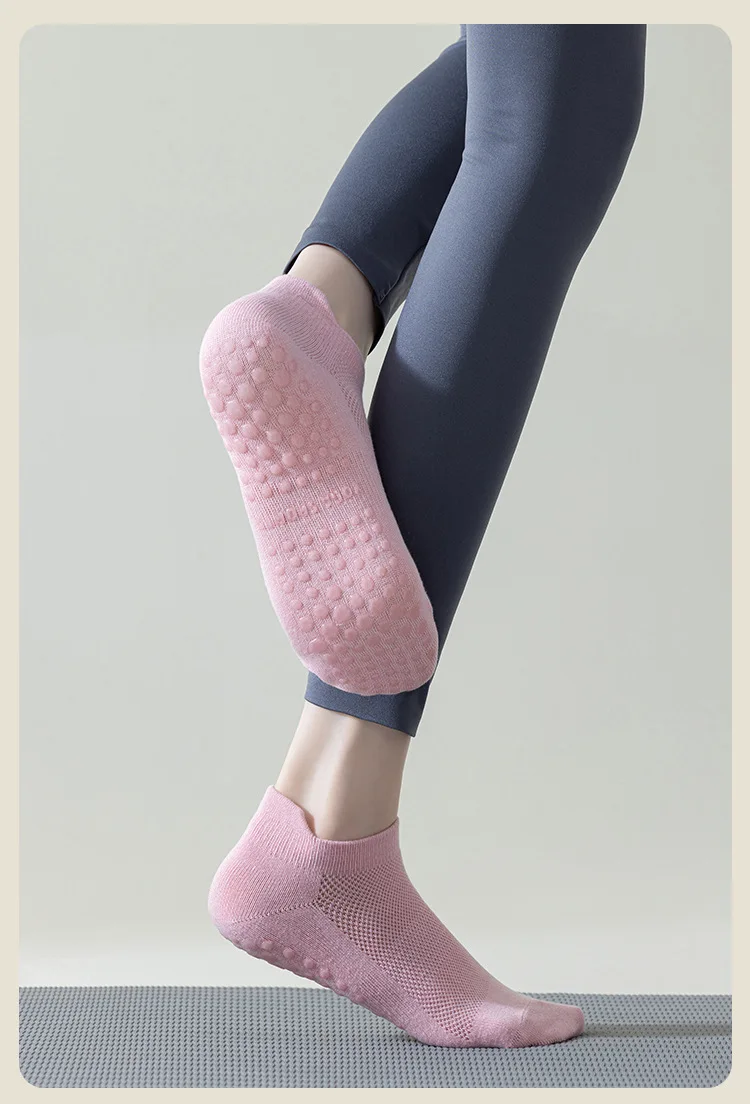 3 Pairs Yoga Socks for Women Breathable Mesh Socks Non Slip Pilates Socks Grip Cotton Low Cut Gym Fitness Sport Short Yoga Socks