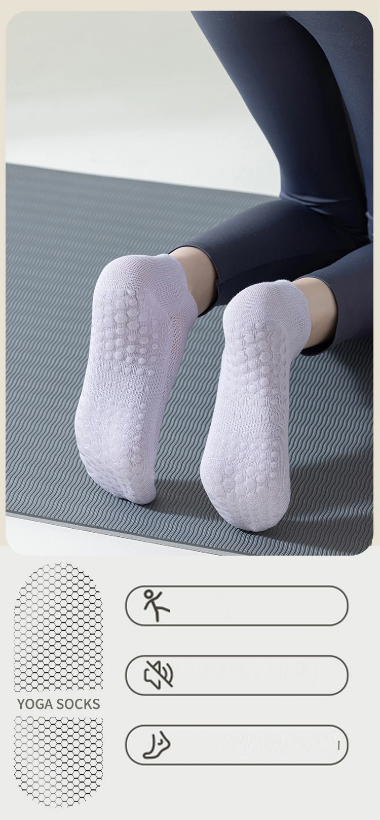 3 Pairs Yoga Socks for Women Breathable Mesh Socks Non Slip Pilates Socks Grip Cotton Low Cut Gym Fitness Sport Short Yoga Socks
