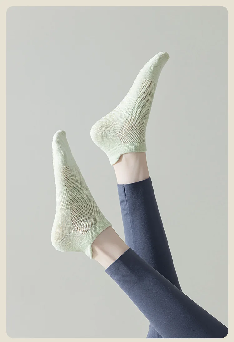 3 Pairs Yoga Socks for Women Breathable Mesh Socks Non Slip Pilates Socks Grip Cotton Low Cut Gym Fitness Sport Short Yoga Socks