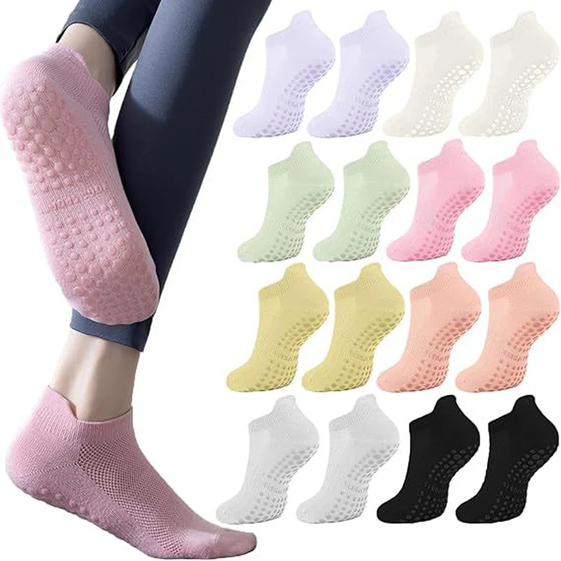 3 Pairs Yoga Socks for Women Breathable Mesh Socks Non Slip Pilates Socks Grip Cotton Low Cut Gym Fitness Sport Short Yoga Socks