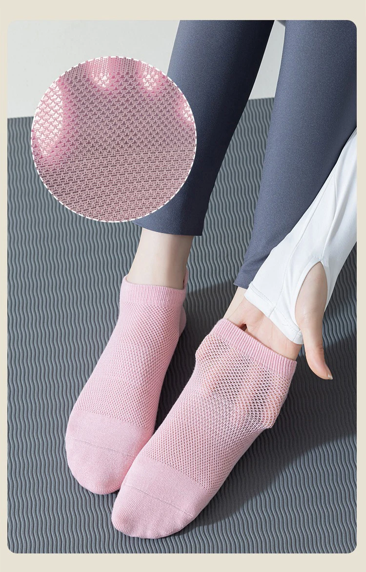3 Pairs Yoga Socks for Women Breathable Mesh Socks Non Slip Pilates Socks Grip Cotton Low Cut Gym Fitness Sport Short Yoga Socks