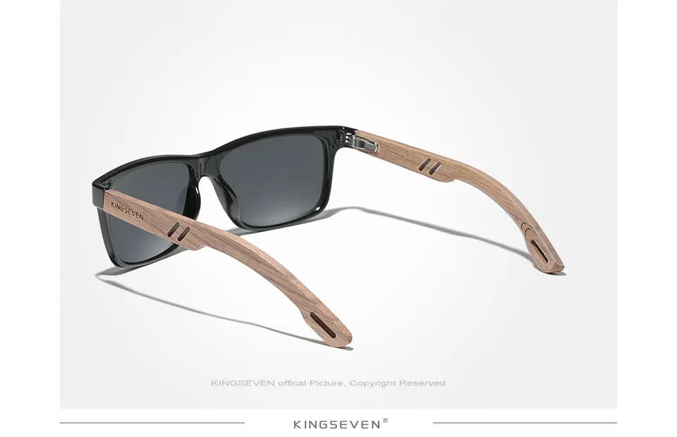 KINGSEVEN 100% Polarized Vintage Men Wooden Sunglasses Wood UV400 Protection Fashion Square Sun Glasses Women Gafas De Sol