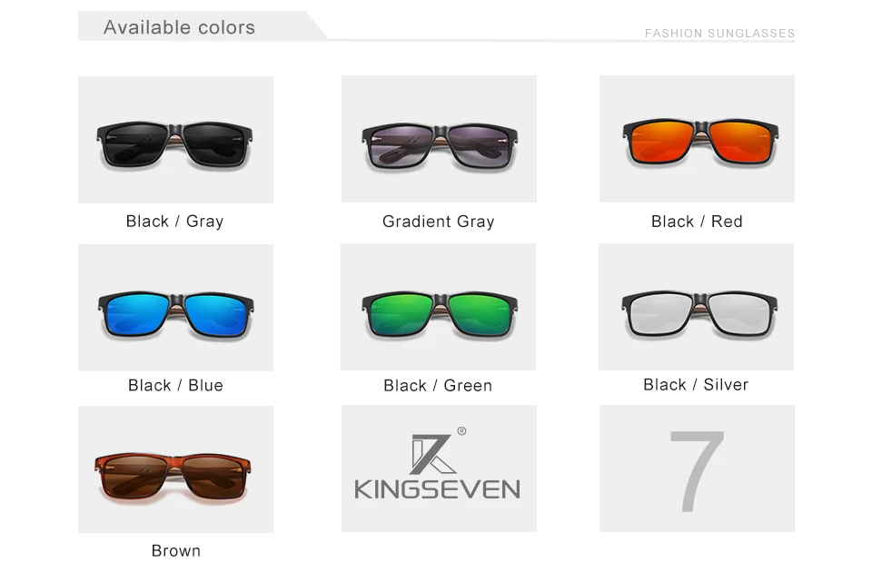 KINGSEVEN 100% Polarized Vintage Men Wooden Sunglasses Wood UV400 Protection Fashion Square Sun Glasses Women Gafas De Sol