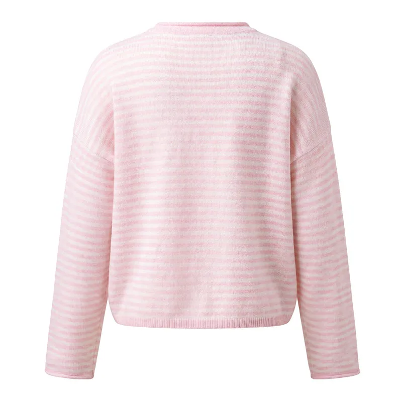 Casual Loose Cardigan For Women Autumn Long Sleeve Knitwear Y2K Outerwears Women's Fashion Stripes Sweater Female Top