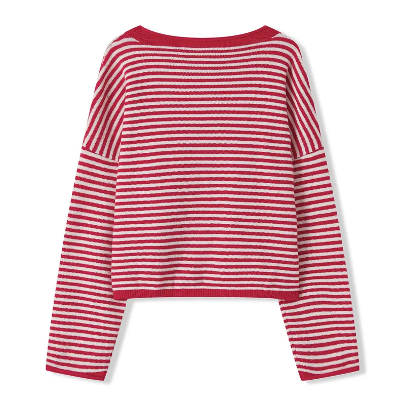 Casual Loose Cardigan For Women Autumn Long Sleeve Knitwear Y2K Outerwears Women's Fashion Stripes Sweater Female Top