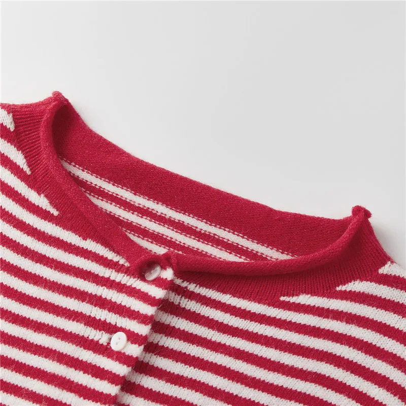 Casual Loose Cardigan For Women Autumn Long Sleeve Knitwear Y2K Outerwears Women's Fashion Stripes Sweater Female Top