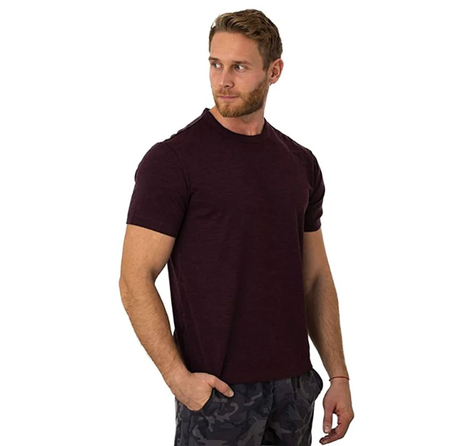 100% Superfine Merino Wool T Shirt Mens Base Layer Tee Merino Wool 180G Everyday Undershirt Wicking Breathable Anti-Odor