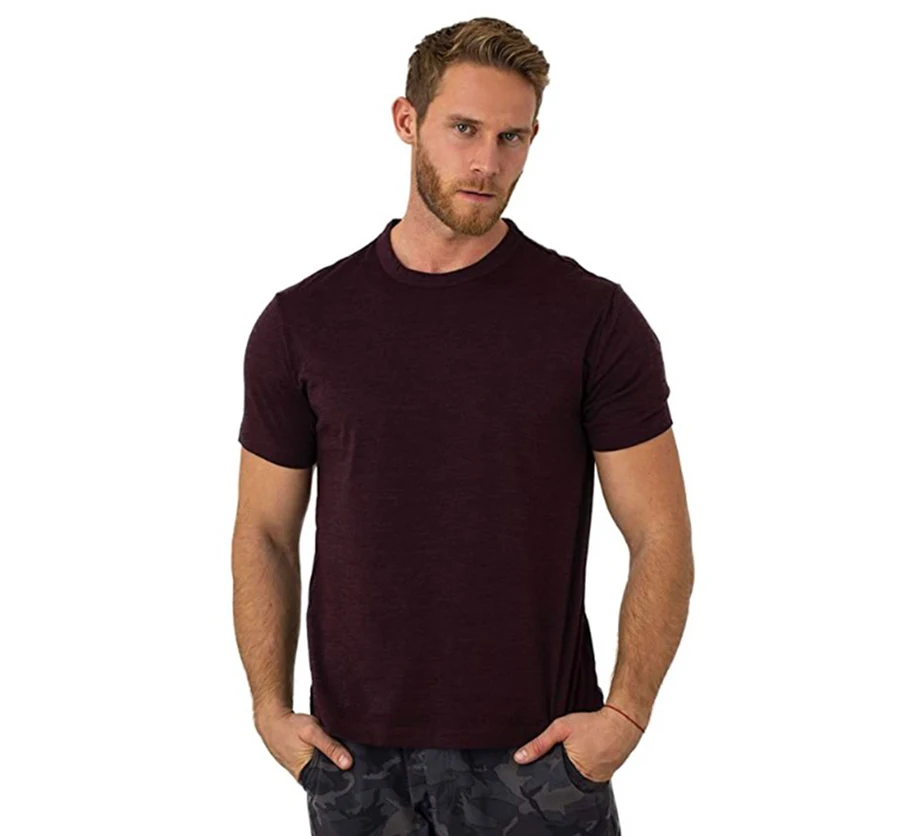 100% Superfine Merino Wool T Shirt Mens Base Layer Tee Merino Wool 180G Everyday Undershirt Wicking Breathable Anti-Odor