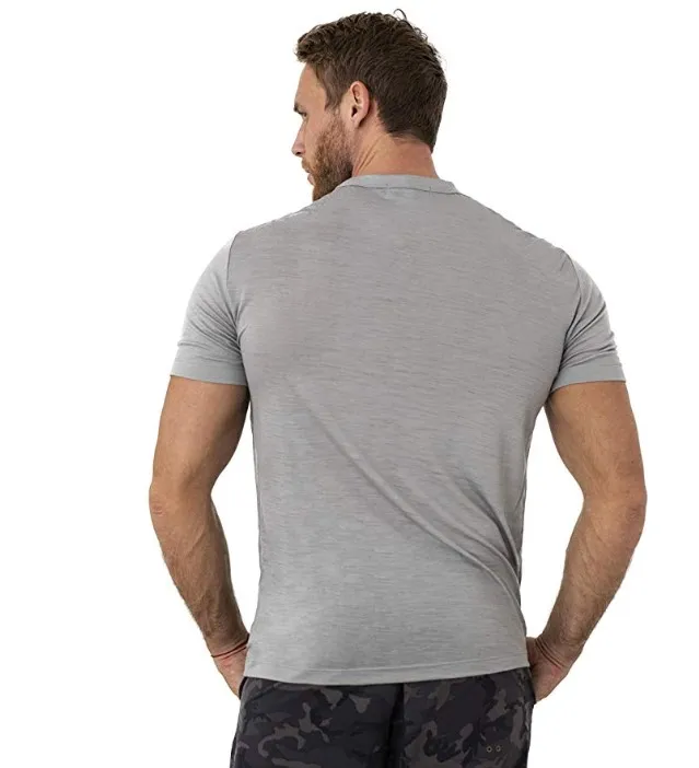 100% Superfine Merino Wool T Shirt Mens Base Layer Tee Merino Wool 180G Everyday Undershirt Wicking Breathable Anti-Odor