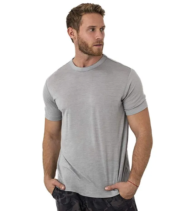 100% Superfine Merino Wool T Shirt Mens Base Layer Tee Merino Wool 180G Everyday Undershirt Wicking Breathable Anti-Odor