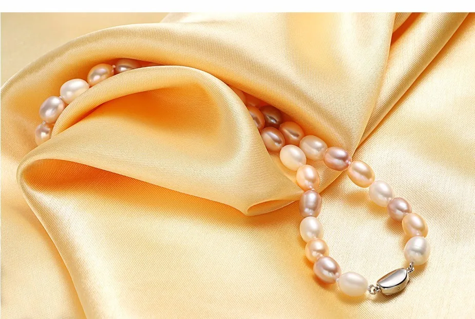 Dainashi Beautiful Real 925 Sterling Silver Pearl Necklace,Natural Freshwater Pearl,45cm Length,Fine Jewelry Women Necklace