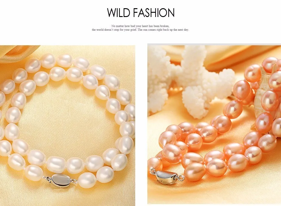 Dainashi Beautiful Real 925 Sterling Silver Pearl Necklace,Natural Freshwater Pearl,45cm Length,Fine Jewelry Women Necklace