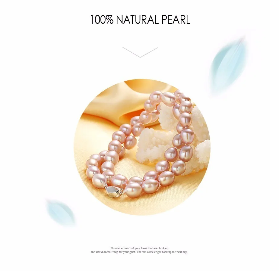 Dainashi Beautiful Real 925 Sterling Silver Pearl Necklace,Natural Freshwater Pearl,45cm Length,Fine Jewelry Women Necklace