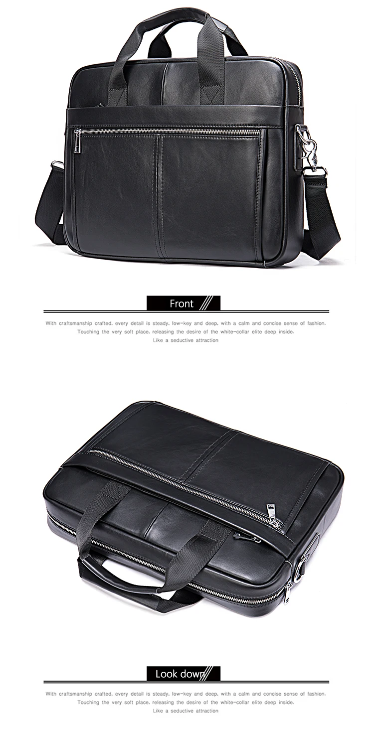WESTAL Men's Briefcases Messenger Bag Men's Genuine Leather 14'' Laptop Bag Man Leather Office Business Bags for Document 8572