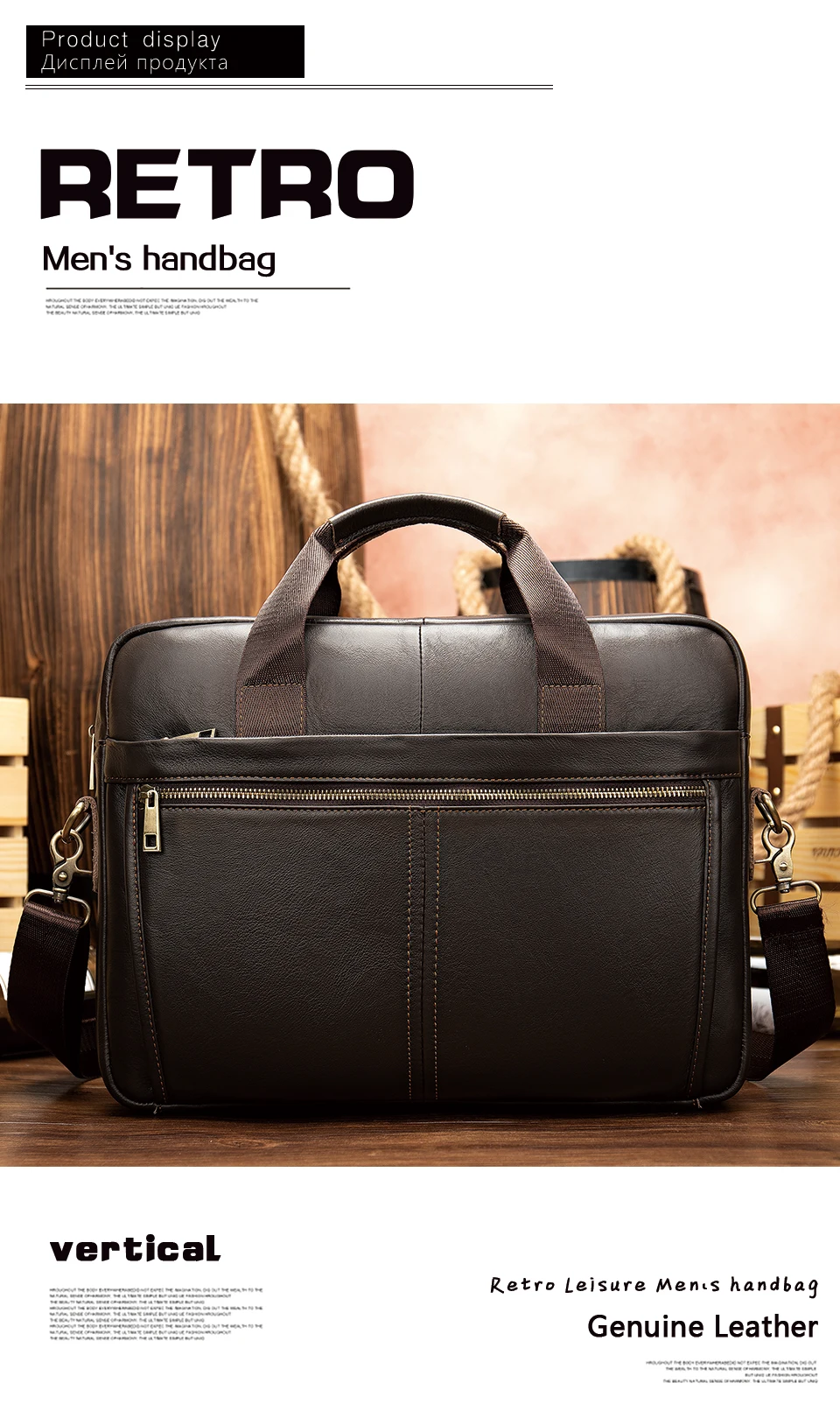 WESTAL Men's Briefcases Messenger Bag Men's Genuine Leather 14'' Laptop Bag Man Leather Office Business Bags for Document 8572