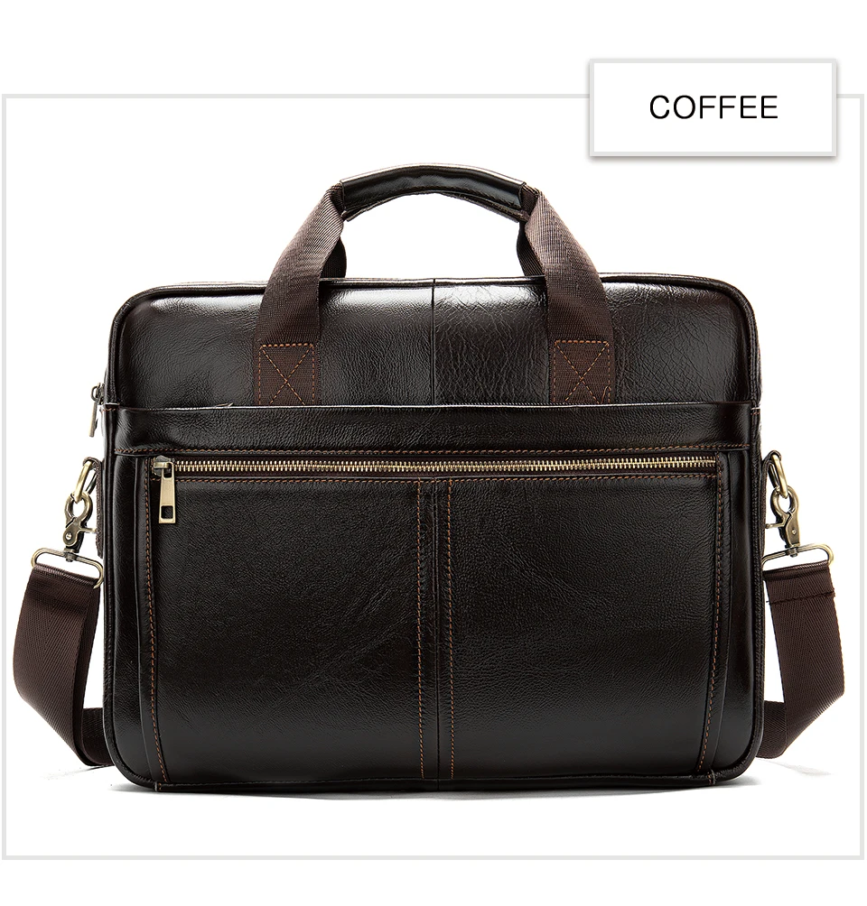 WESTAL Men's Briefcases Messenger Bag Men's Genuine Leather 14'' Laptop Bag Man Leather Office Business Bags for Document 8572