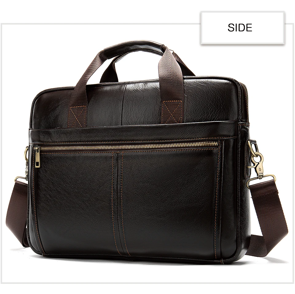WESTAL Men's Briefcases Messenger Bag Men's Genuine Leather 14'' Laptop Bag Man Leather Office Business Bags for Document 8572
