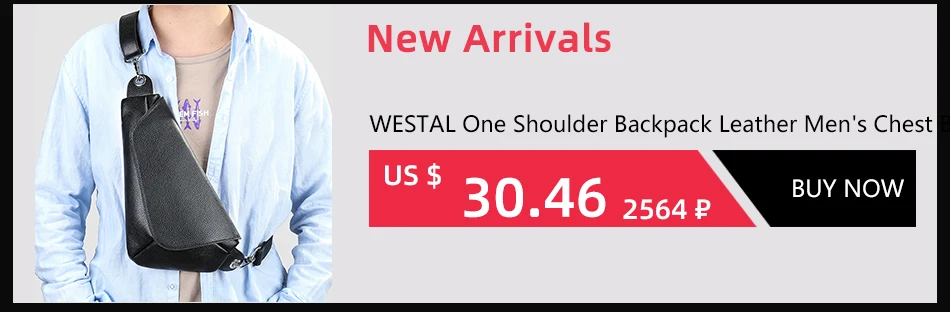 WESTAL Men's Briefcases Messenger Bag Men's Genuine Leather 14'' Laptop Bag Man Leather Office Business Bags for Document 8572