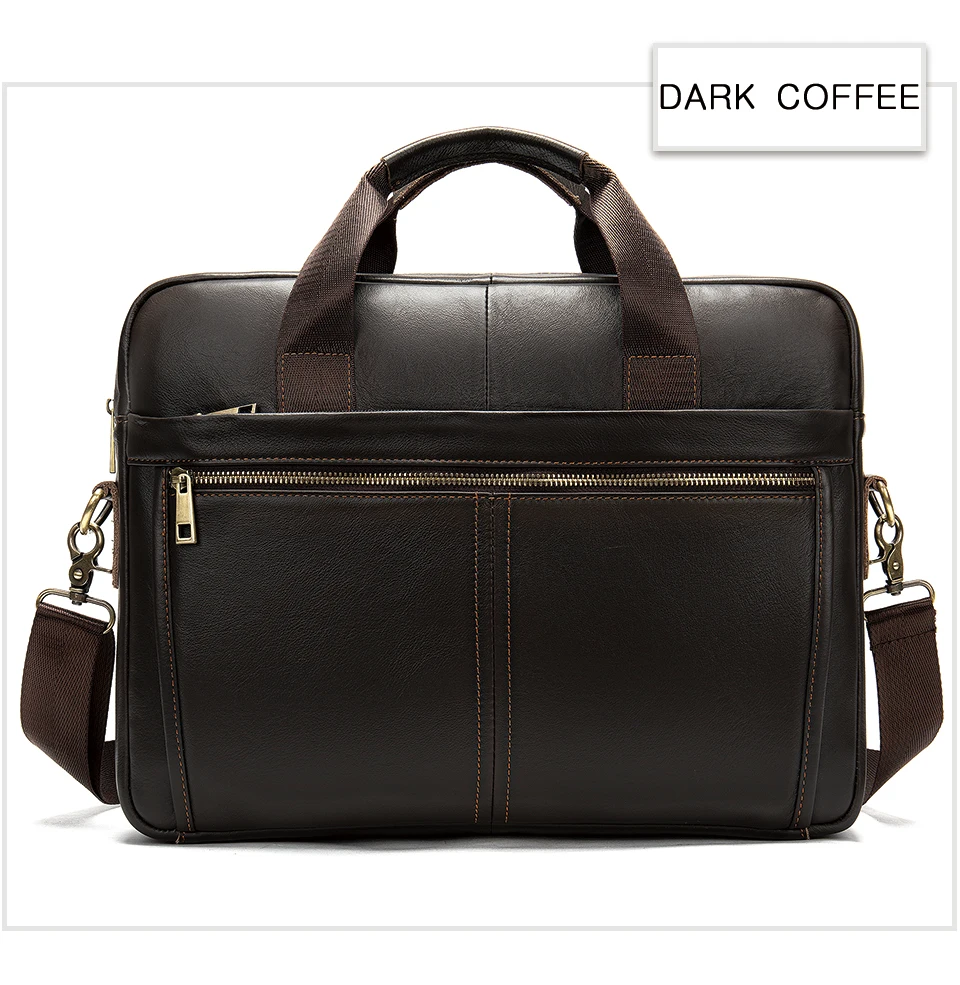 WESTAL Men's Briefcases Messenger Bag Men's Genuine Leather 14'' Laptop Bag Man Leather Office Business Bags for Document 8572