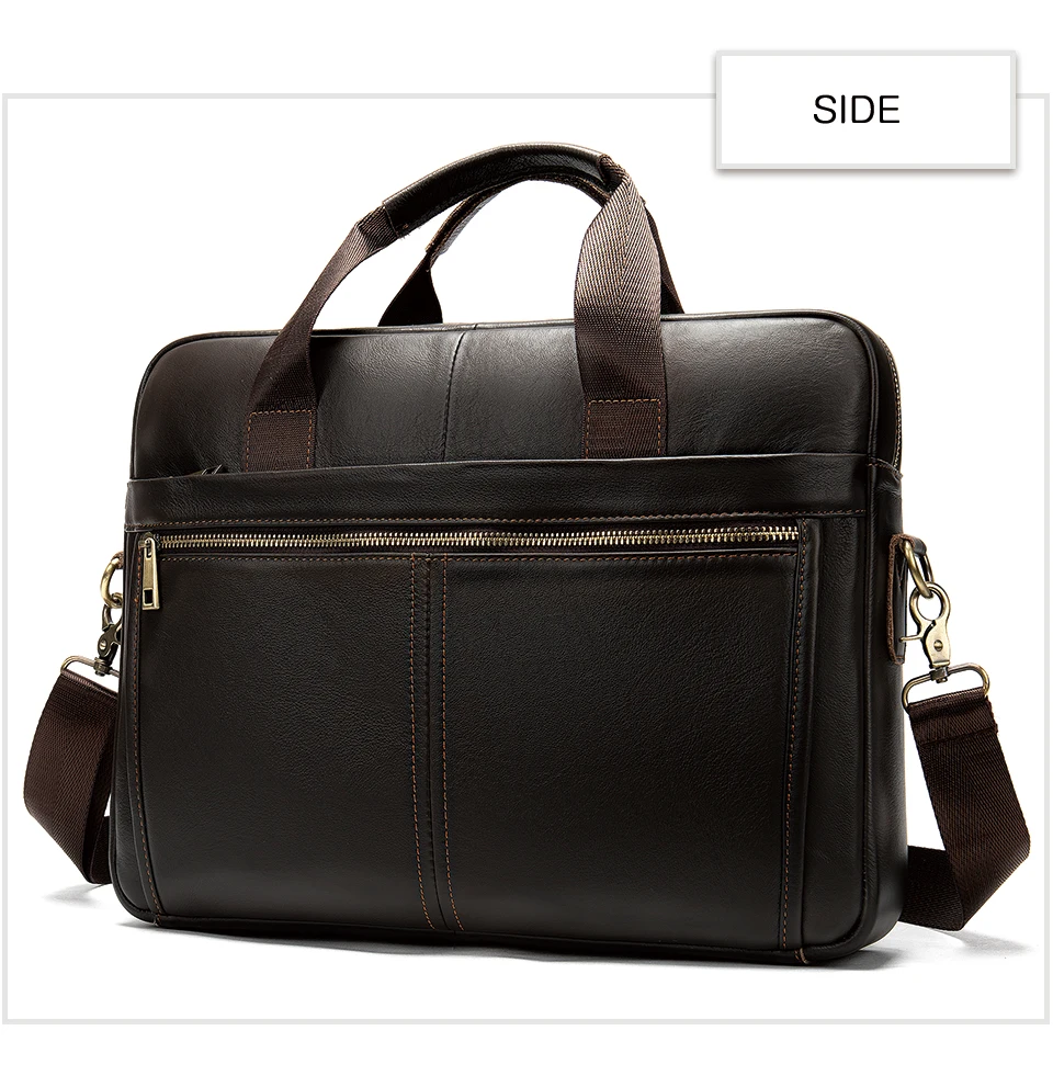 WESTAL Men's Briefcases Messenger Bag Men's Genuine Leather 14'' Laptop Bag Man Leather Office Business Bags for Document 8572