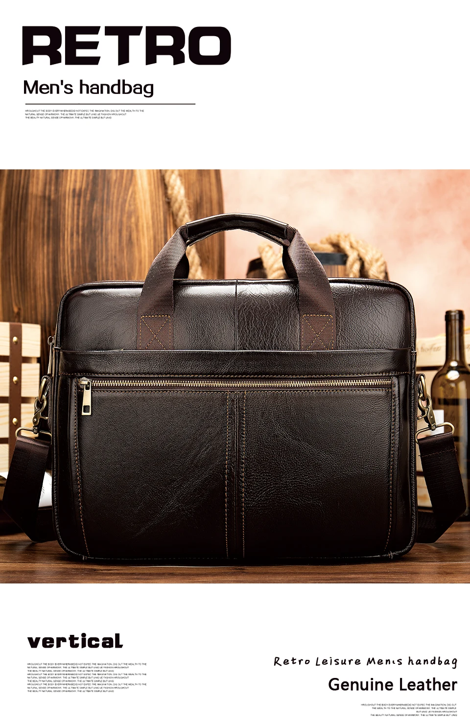 WESTAL Men's Briefcases Messenger Bag Men's Genuine Leather 14'' Laptop Bag Man Leather Office Business Bags for Document 8572