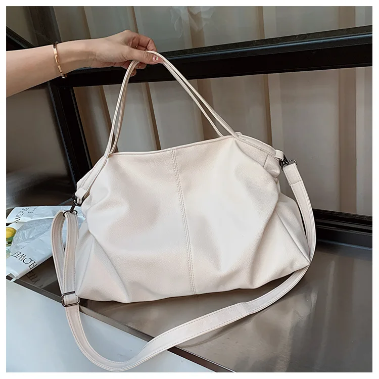 Big Black Shoulder Bags for Women Large Hobo Shopper Bag Solid Color Quality Soft Leather Crossbody Handbag Lady Travel Tote Bag
