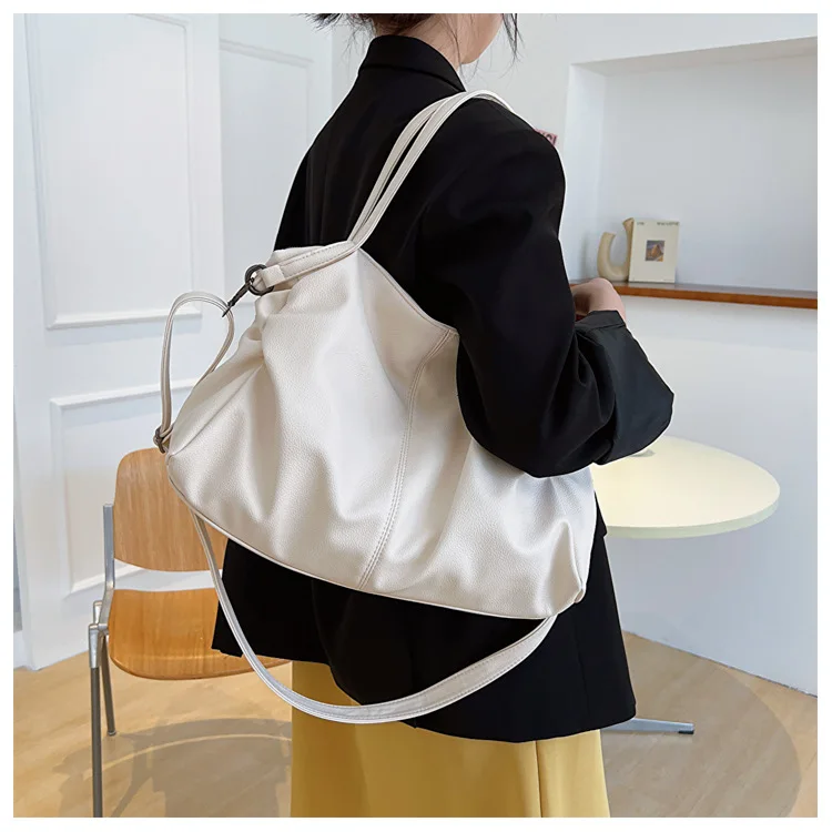 Big Black Shoulder Bags for Women Large Hobo Shopper Bag Solid Color Quality Soft Leather Crossbody Handbag Lady Travel Tote Bag