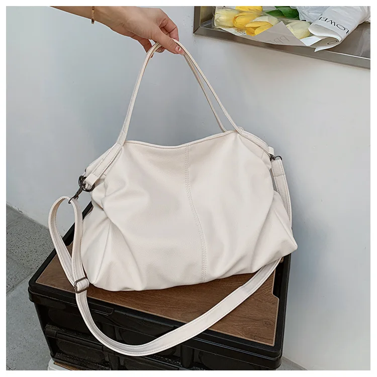 Big Black Shoulder Bags for Women Large Hobo Shopper Bag Solid Color Quality Soft Leather Crossbody Handbag Lady Travel Tote Bag