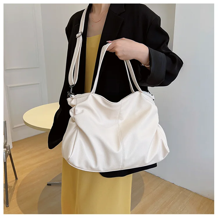 Big Black Shoulder Bags for Women Large Hobo Shopper Bag Solid Color Quality Soft Leather Crossbody Handbag Lady Travel Tote Bag