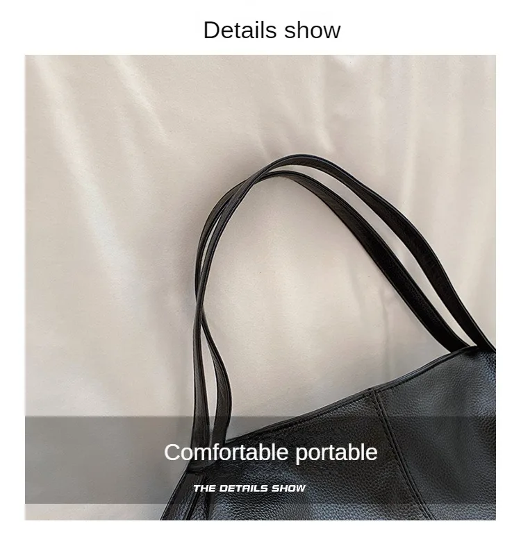 Big Black Shoulder Bags for Women Large Hobo Shopper Bag Solid Color Quality Soft Leather Crossbody Handbag Lady Travel Tote Bag