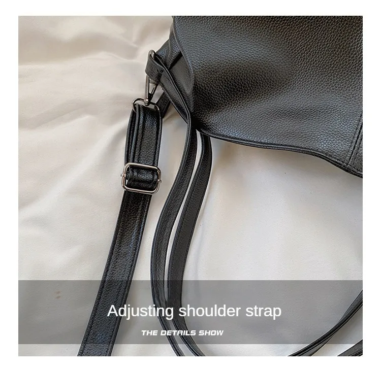 Big Black Shoulder Bags for Women Large Hobo Shopper Bag Solid Color Quality Soft Leather Crossbody Handbag Lady Travel Tote Bag