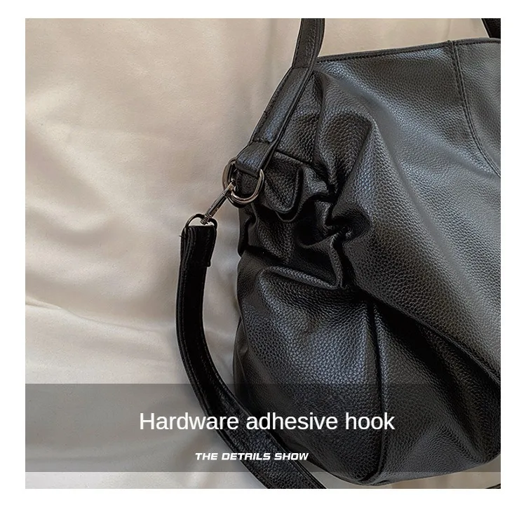 Big Black Shoulder Bags for Women Large Hobo Shopper Bag Solid Color Quality Soft Leather Crossbody Handbag Lady Travel Tote Bag