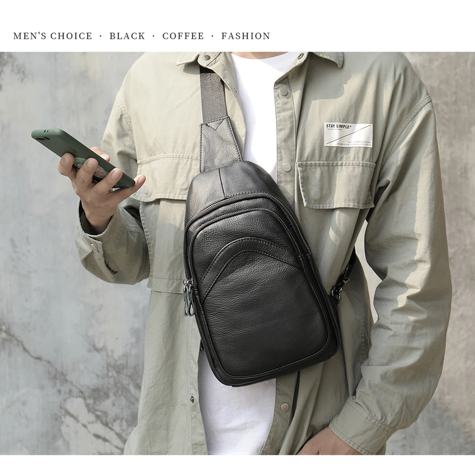 Westal Men's Leather Bag for Men's Chest Bag for Men's Cross-Body Bag