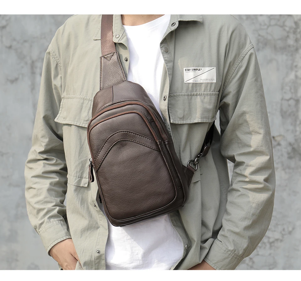 Westal Men's Leather Bag for Men's Chest Bag for Men's Cross-Body Bag