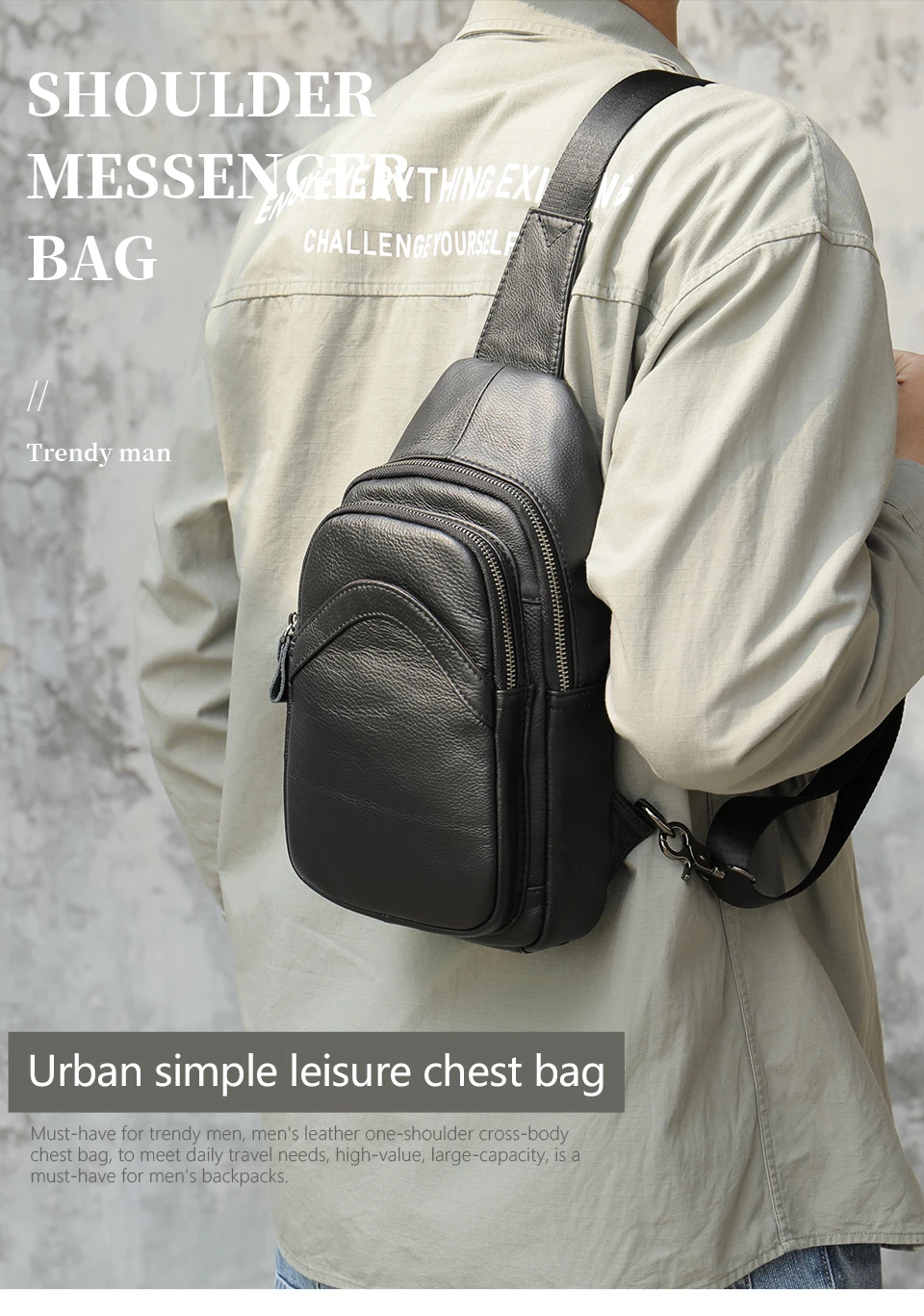 Westal Men's Leather Bag for Men's Chest Bag for Men's Cross-Body Bag