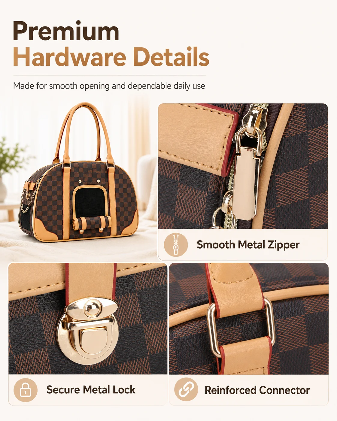 Multifunctional Casual Pet Carrier, Stylish Breathable Portable Shoulder Bag for Cats & Small Dogs, Fit for Teddy, Bichon Frise