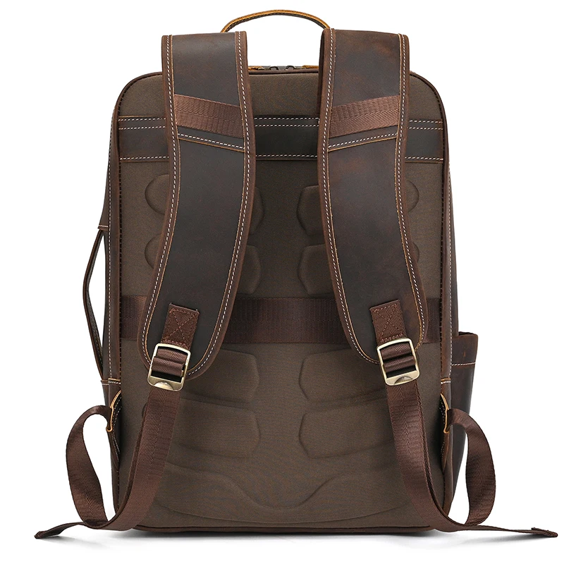 2025 New Arrivals Leather Backpack For Travel Men Male Cowhide Leather Laptop Bag 15.6" 17 Double Shoulder Bagpack For Man Retro