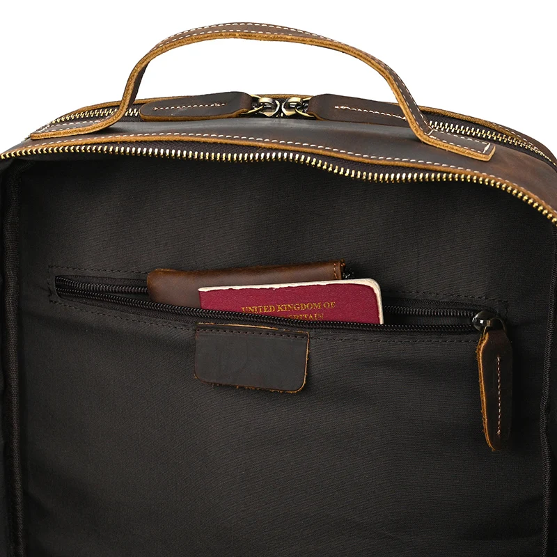 2025 New Arrivals Leather Backpack For Travel Men Male Cowhide Leather Laptop Bag 15.6" 17 Double Shoulder Bagpack For Man Retro