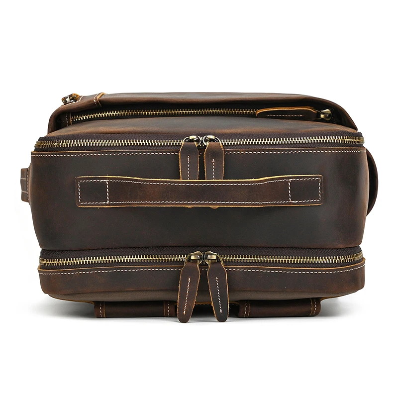 2025 New Arrivals Leather Backpack For Travel Men Male Cowhide Leather Laptop Bag 15.6" 17 Double Shoulder Bagpack For Man Retro