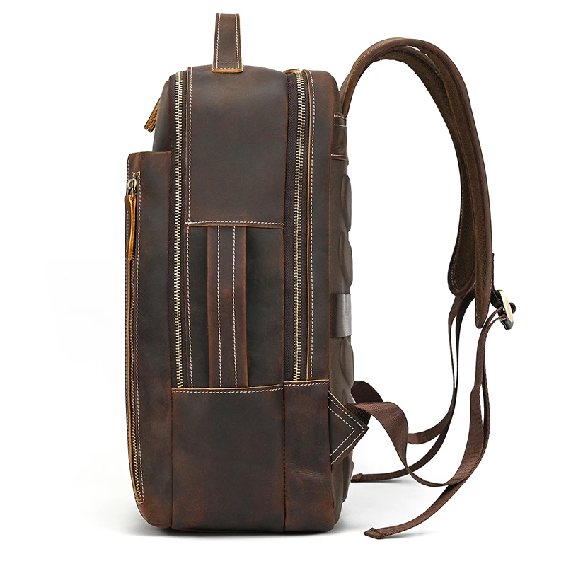2025 New Arrivals Leather Backpack For Travel Men Male Cowhide Leather Laptop Bag 15.6" 17 Double Shoulder Bagpack For Man Retro