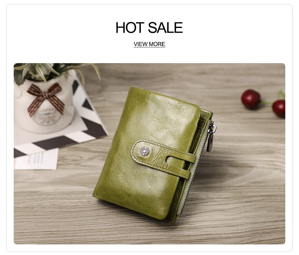Oil Leather Women Wallets Short Card Holder Anti-lost Airtag Case Hasp Zipper Coin Purse Ladies Wallets Rfid Money Bag Mini